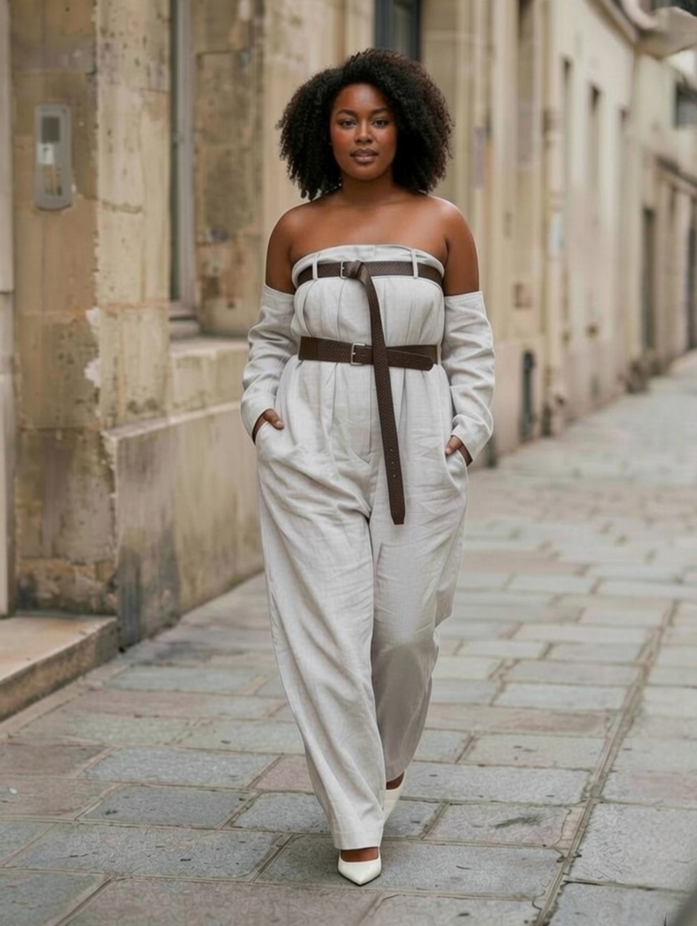 Strapless Wide-Leg Jumpsuit w/ Cinching Accents ▪︎ Curvy ▪︎ Slate ▪︎ XXL - Picture 5 of 16